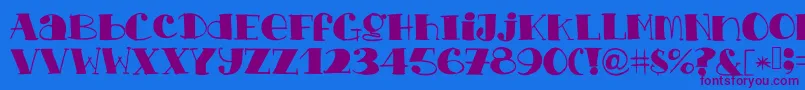 Chopchickennbeef-Schriftart – Violette Schriften auf blauem Hintergrund