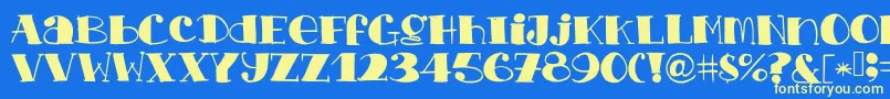 Chopchickennbeef Font – Yellow Fonts on Blue Background