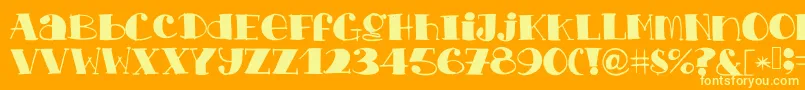 Chopchickennbeef-Schriftart – Gelbe Schriften auf orangefarbenem Hintergrund