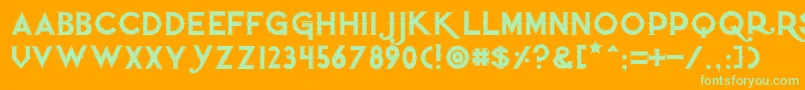 Quietthiefoutlinedtight Font – Green Fonts on Orange Background