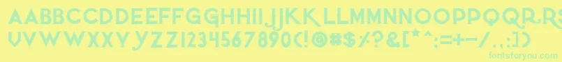 Quietthiefoutlinedtight-Schriftart – Grüne Schriften auf gelbem Hintergrund