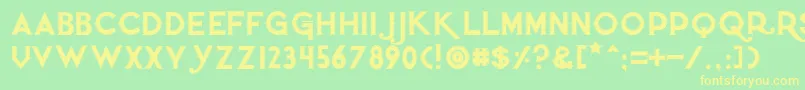 Quietthiefoutlinedtight-Schriftart – Gelbe Schriften auf grünem Hintergrund