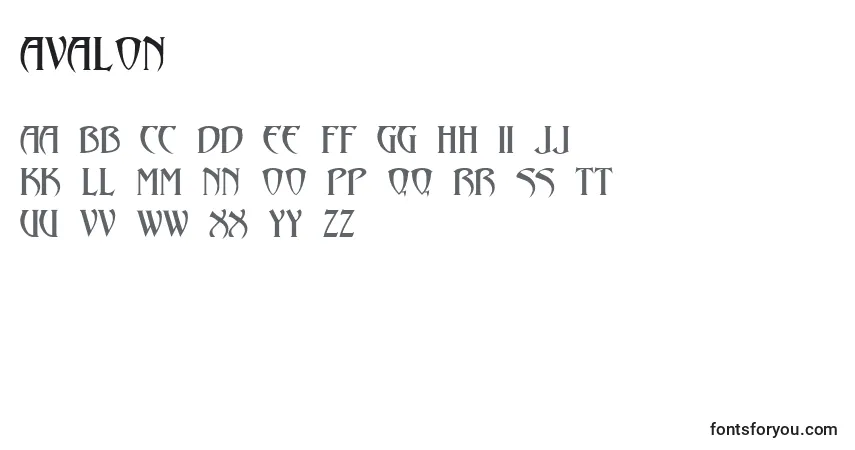 Fuente Avalon - alfabeto, números, caracteres especiales