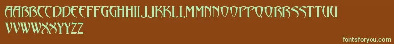 フォントAvalon – 緑色の文字が茶色の背景にあります。