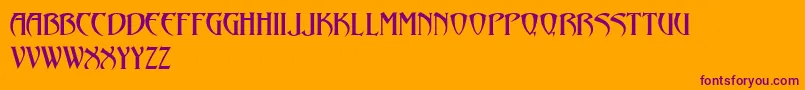 Avalon-Schriftart – Violette Schriften auf orangefarbenem Hintergrund
