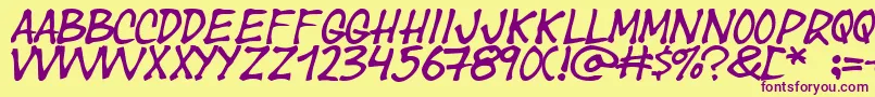 Yearsupplyoffairycakes Font – Purple Fonts on Yellow Background