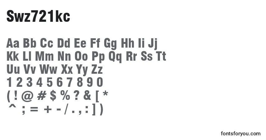 Czcionka Swz721kc – alfabet, cyfry, specjalne znaki