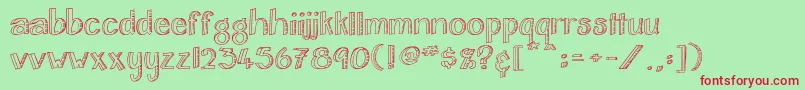 HomehearthOutlinebold-Schriftart – Rote Schriften auf grünem Hintergrund