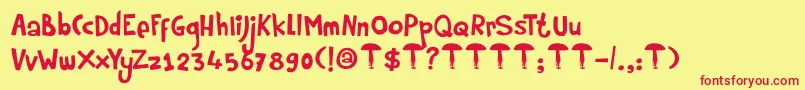 DkRumpelstiltskin Font – Red Fonts on Yellow Background