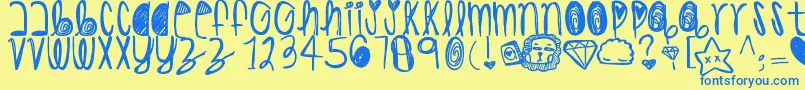 Hishighness Font – Blue Fonts on Yellow Background