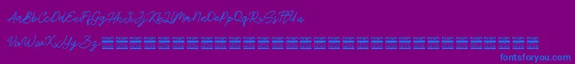 Шрифт AntiqueDemo – синие шрифты на фиолетовом фоне