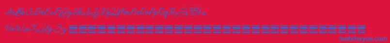 AntiqueDemo-Schriftart – Blaue Schriften auf rotem Hintergrund