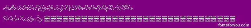 AntiqueDemo Font – Green Fonts on Purple Background