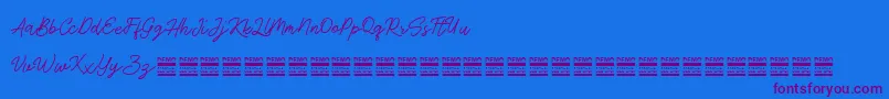 AntiqueDemo-Schriftart – Violette Schriften auf blauem Hintergrund