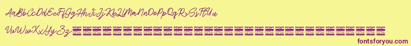AntiqueDemo-fontti – violetit fontit keltaisella taustalla