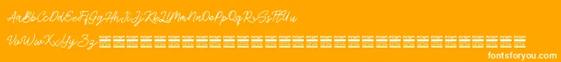 AntiqueDemo-Schriftart – Weiße Schriften auf orangefarbenem Hintergrund