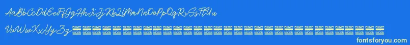 AntiqueDemo Font – Yellow Fonts on Blue Background