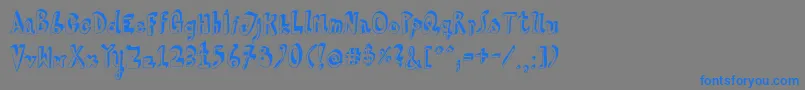 フォントHvdSteinzeit – 灰色の背景に青い文字