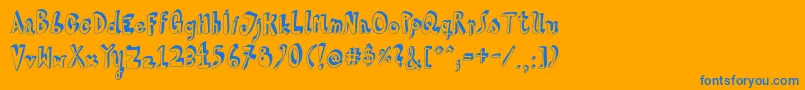 フォントHvdSteinzeit – オレンジの背景に青い文字