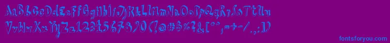 HvdSteinzeit-Schriftart – Blaue Schriften auf violettem Hintergrund