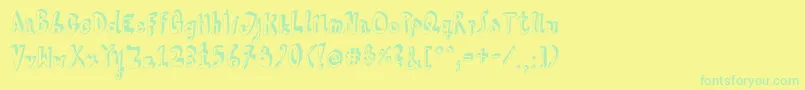 フォントHvdSteinzeit – 黄色い背景に緑の文字