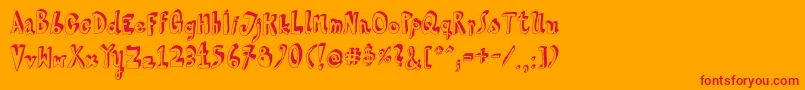 HvdSteinzeit-Schriftart – Rote Schriften auf orangefarbenem Hintergrund