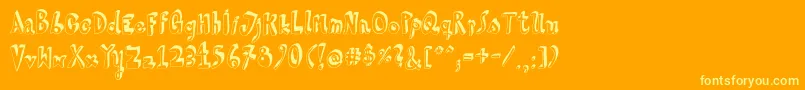 HvdSteinzeit-Schriftart – Gelbe Schriften auf orangefarbenem Hintergrund