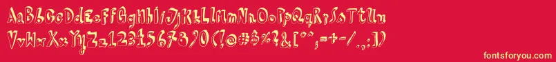 HvdSteinzeit Font – Yellow Fonts on Red Background