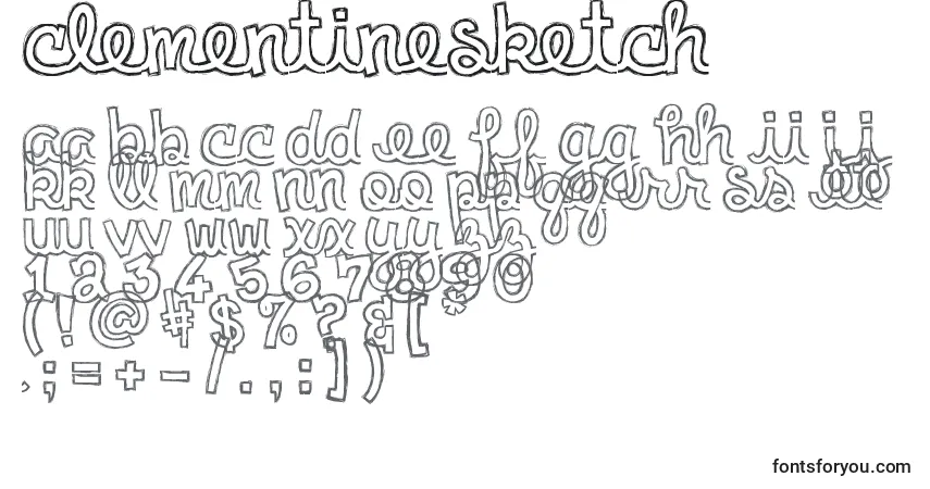 A fonte ClementineSketch – alfabeto, números, caracteres especiais