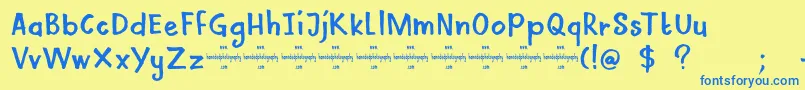 DkMamaBear Font – Blue Fonts on Yellow Background