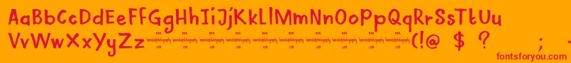 DkMamaBear-Schriftart – Rote Schriften auf orangefarbenem Hintergrund