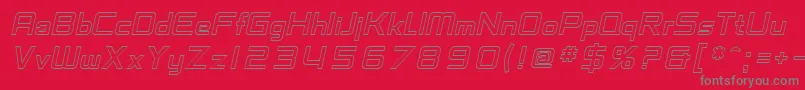Fonte SfChaerilidaeOutlineOblique – fontes cinzas em um fundo vermelho