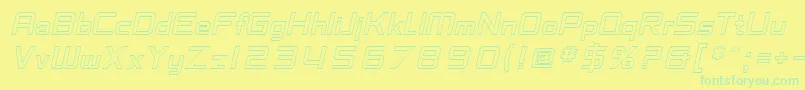 SfChaerilidaeOutlineOblique-Schriftart – Grüne Schriften auf gelbem Hintergrund