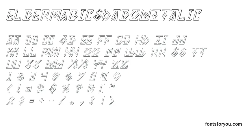 ElderMagicShadowItalicフォント–アルファベット、数字、特殊文字