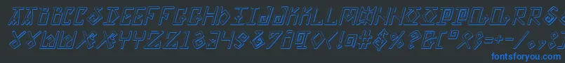 ElderMagicShadowItalic-Schriftart – Blaue Schriften auf schwarzem Hintergrund