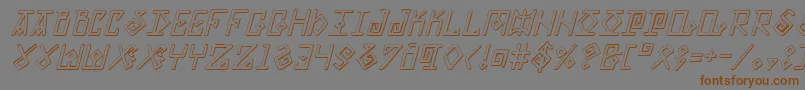 フォントElderMagicShadowItalic – 茶色の文字が灰色の背景にあります。