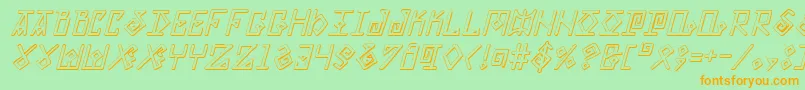 フォントElderMagicShadowItalic – オレンジの文字が緑の背景にあります。