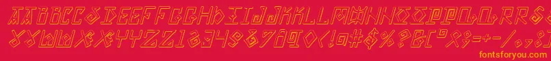 ElderMagicShadowItalic-Schriftart – Orangefarbene Schriften auf rotem Hintergrund