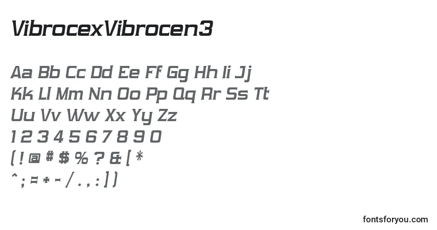 A fonte VibrocexVibrocen3 – alfabeto, números, caracteres especiais