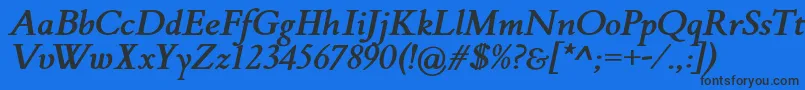 FlankerGriffoItalicBold-Schriftart – Schwarze Schriften auf blauem Hintergrund