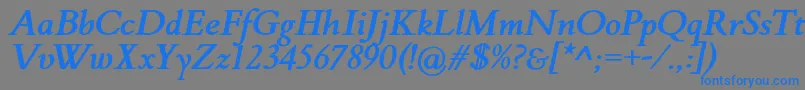 FlankerGriffoItalicBold-Schriftart – Blaue Schriften auf grauem Hintergrund