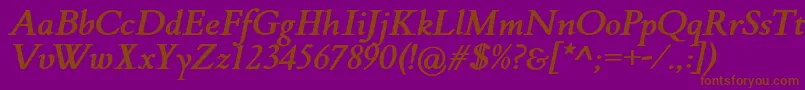 FlankerGriffoItalicBold-Schriftart – Braune Schriften auf violettem Hintergrund