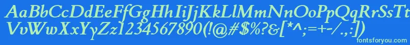 FlankerGriffoItalicBold Font – Green Fonts on Blue Background