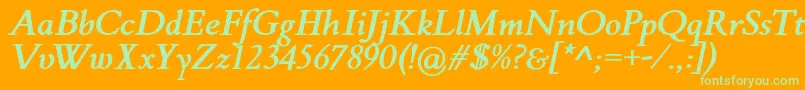 FlankerGriffoItalicBold-Schriftart – Grüne Schriften auf orangefarbenem Hintergrund