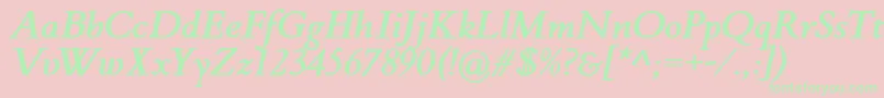 FlankerGriffoItalicBold-Schriftart – Grüne Schriften auf rosa Hintergrund