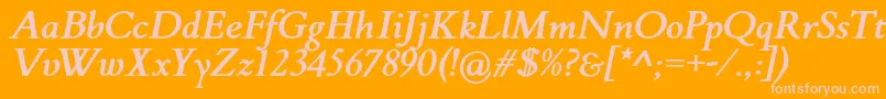 FlankerGriffoItalicBold-Schriftart – Rosa Schriften auf orangefarbenem Hintergrund