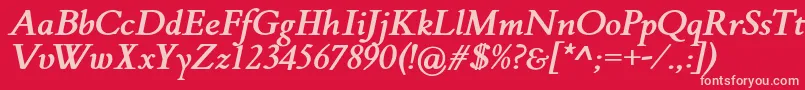 FlankerGriffoItalicBold-Schriftart – Rosa Schriften auf rotem Hintergrund