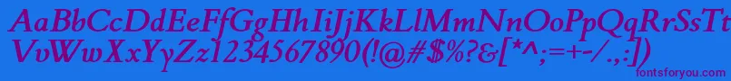 FlankerGriffoItalicBold-Schriftart – Violette Schriften auf blauem Hintergrund