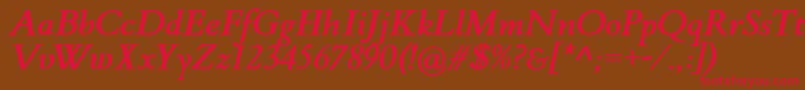FlankerGriffoItalicBold-fontti – punaiset fontit ruskealla taustalla