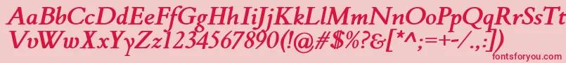 FlankerGriffoItalicBold-Schriftart – Rote Schriften auf rosa Hintergrund